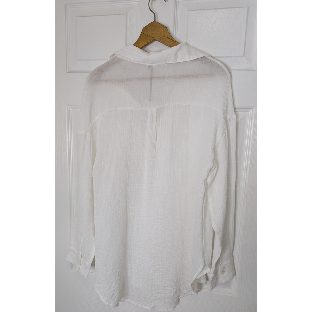 Women's Long Sleeve Cover Up White XS Gauze Shirtdress Beach Pool Travel - Picture 3 of 7